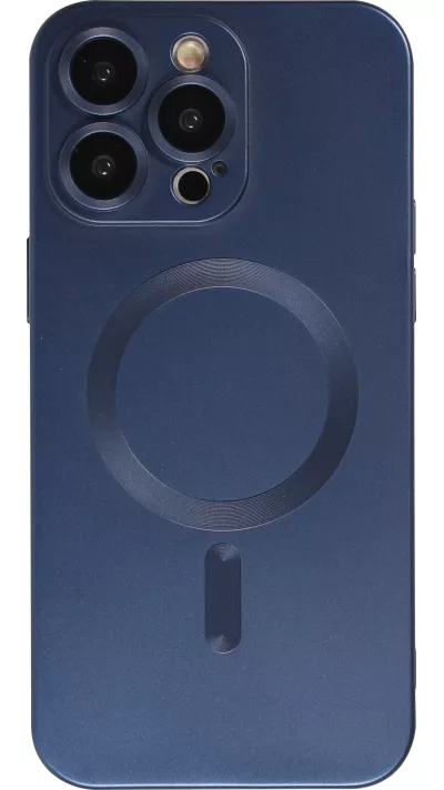 Coque iPhone 16 Pro - Gel souple avec vitre de protection caméra MagSafe - Bleu foncé