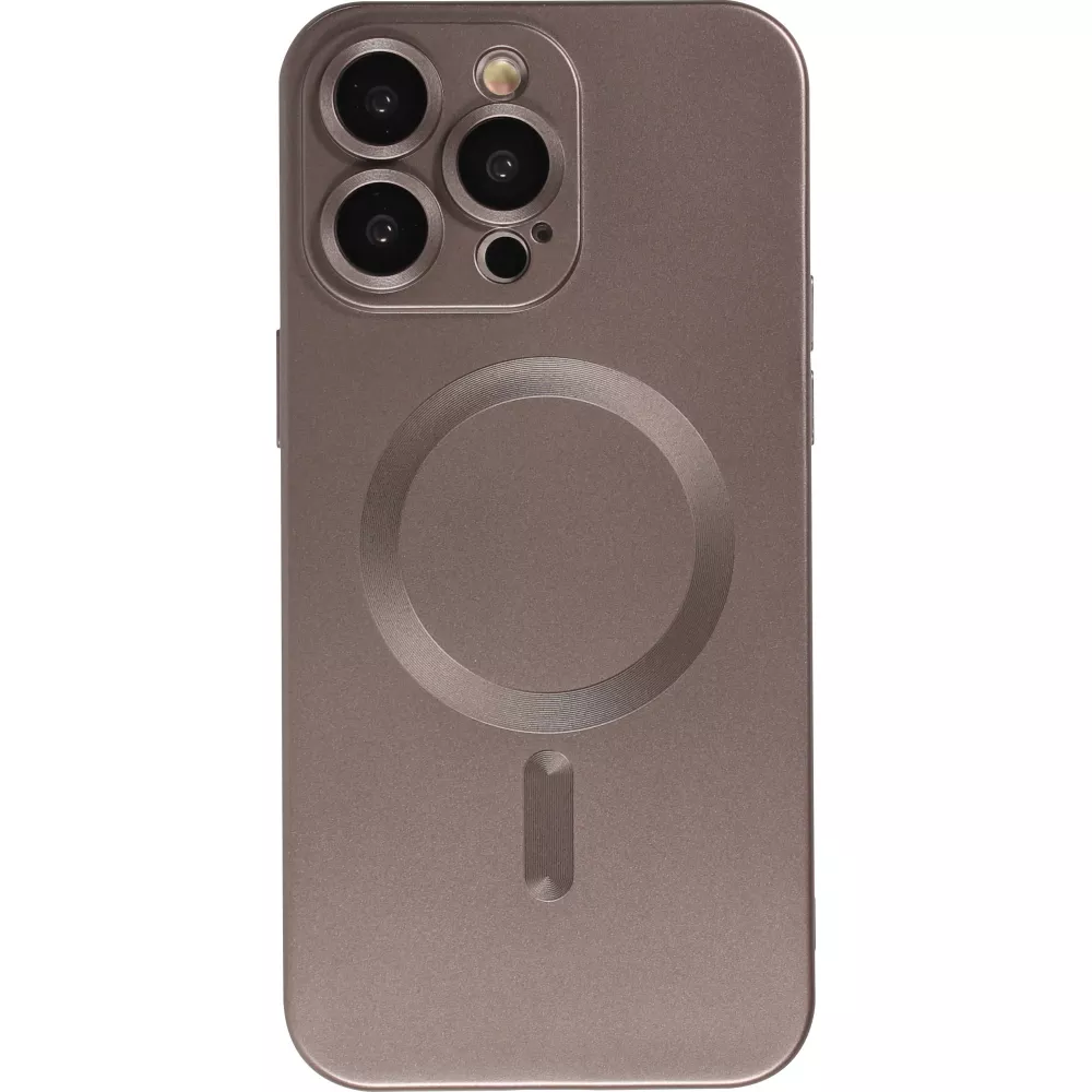 Coque iPhone 16 - Gel souple avec vitre de protection caméra MagSafe - Gris foncé