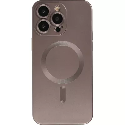 Coque iPhone 15 Pro - Gel souple avec vitre de protection caméra MagSafe - Gris foncé