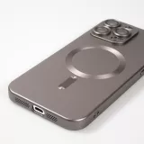 Coque iPhone 16 - Gel souple avec vitre de protection caméra MagSafe - Gris foncé