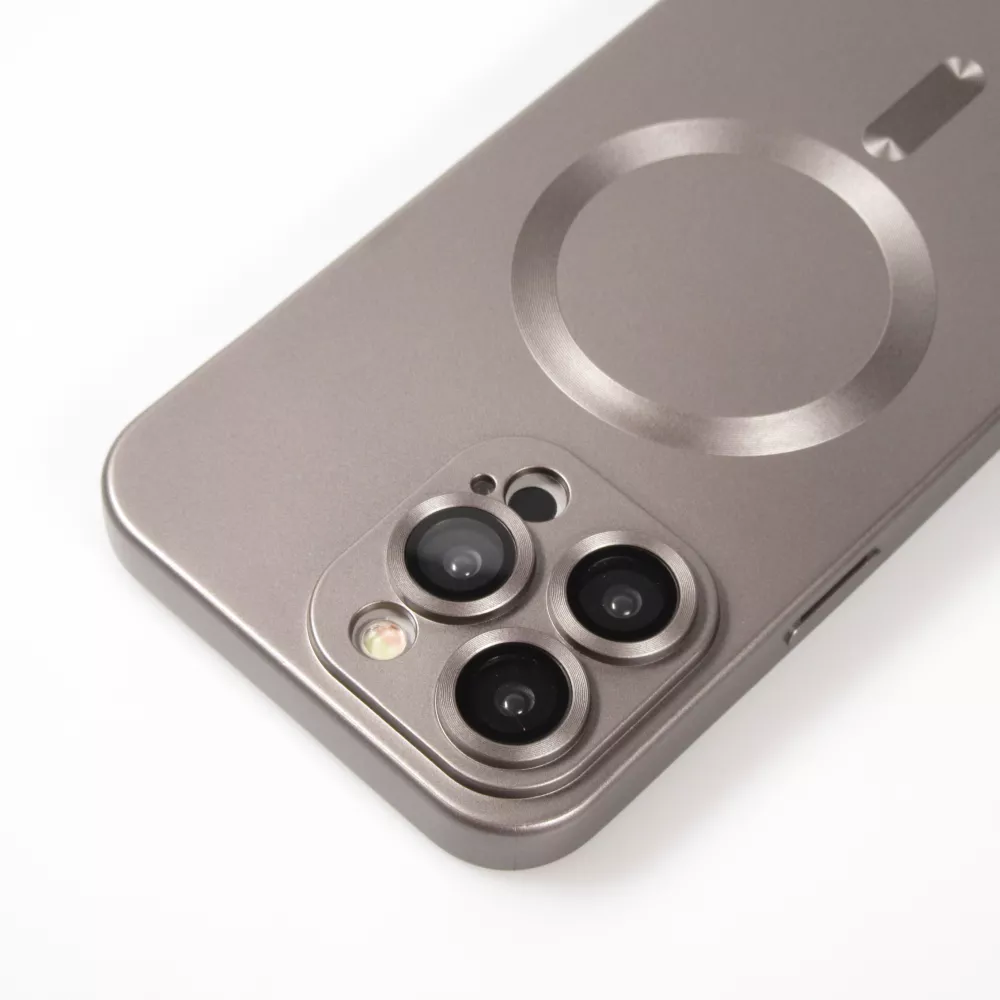 Coque iPhone 16 - Gel souple avec vitre de protection caméra MagSafe - Gris foncé