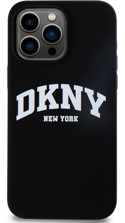 iPhone 15 Pro Max Case H&uuml;lle - Liquid Silicone DKNY New York MagSafe kompatibel - Schwarz