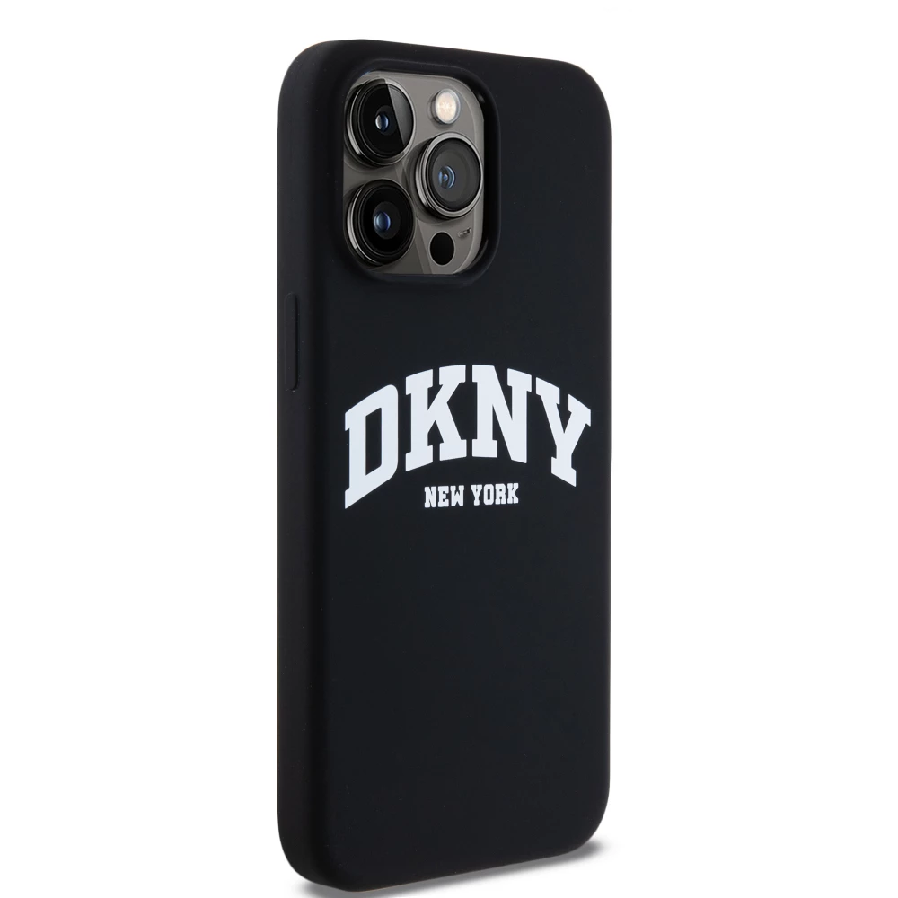 iPhone 15 Pro Max Case H&uuml;lle - Liquid Silicone DKNY New York MagSafe kompatibel - Schwarz