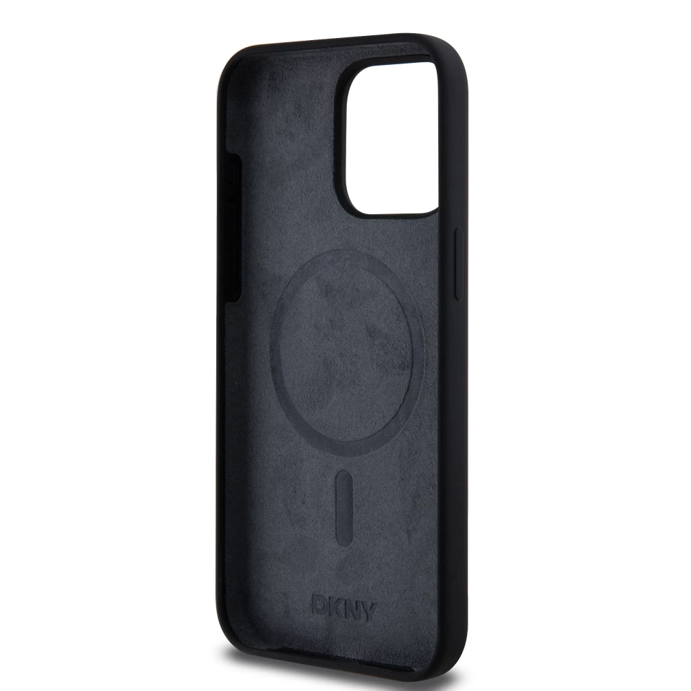 iPhone 15 Pro Max Case H&uuml;lle - Liquid Silicone DKNY New York MagSafe kompatibel - Schwarz