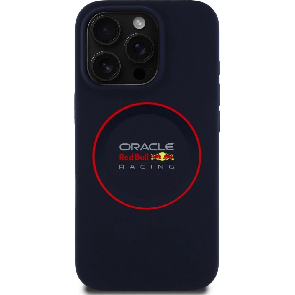 iPhone 15 Pro Case Hülle - Red Bull Racing MagSafe Silikonhülle mit rotem Ring - Blau