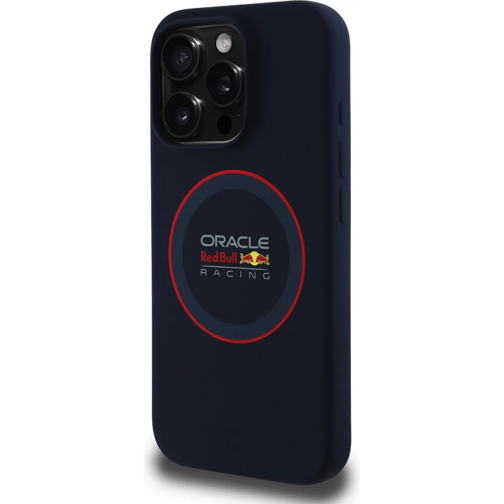iPhone 15 Pro Case Hülle - Red Bull Racing MagSafe Silikonhülle mit rotem Ring - Blau