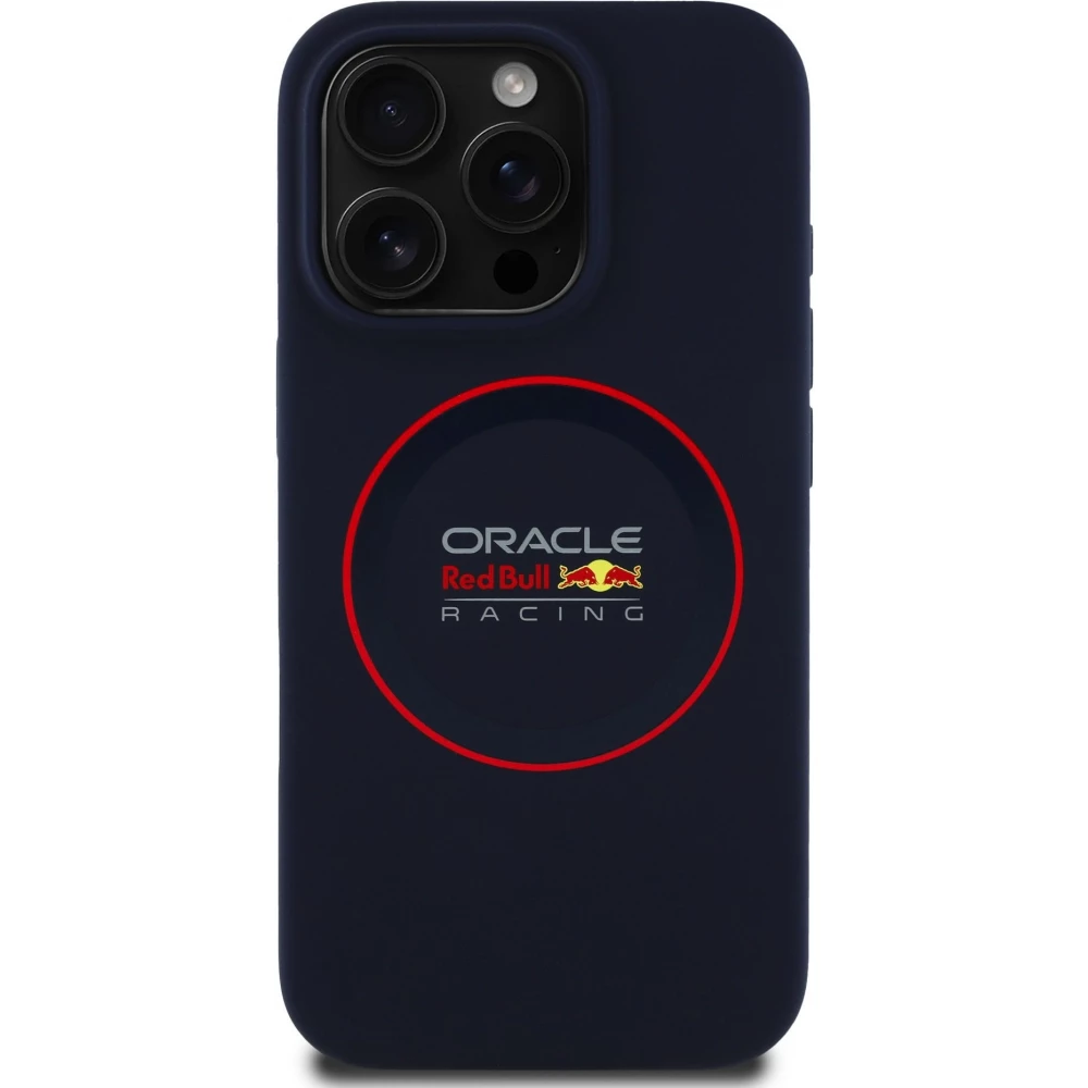 iPhone 15 Pro Case Hülle - Red Bull Racing MagSafe Silikonhülle mit rotem Ring - Blau