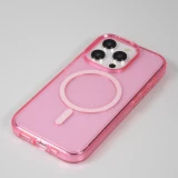 Coque iPhone 15 Pro Max - Silicone rigide avec dos paillettes et MagSafe - Rose