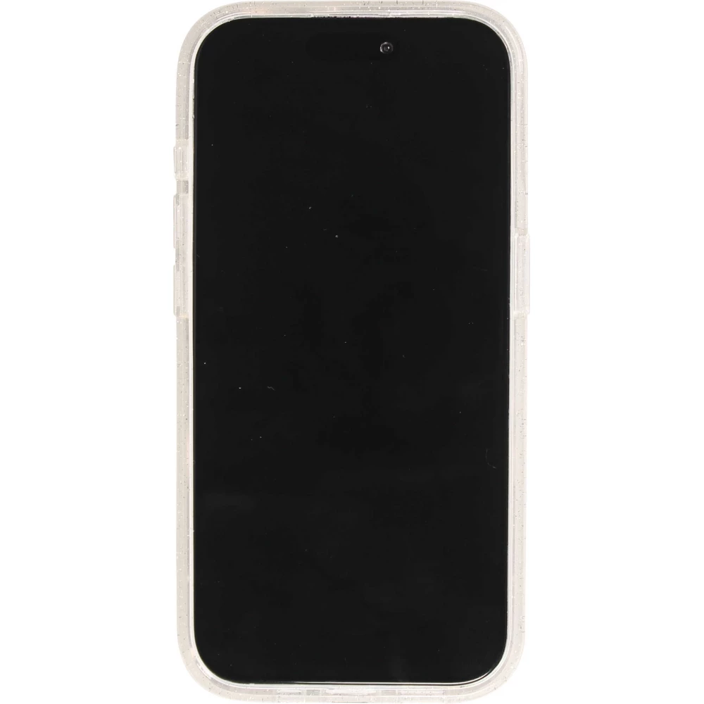 Coque iPhone 15 Pro Max - Silicone rigide avec dos paillettes et MagSafe - Transparent