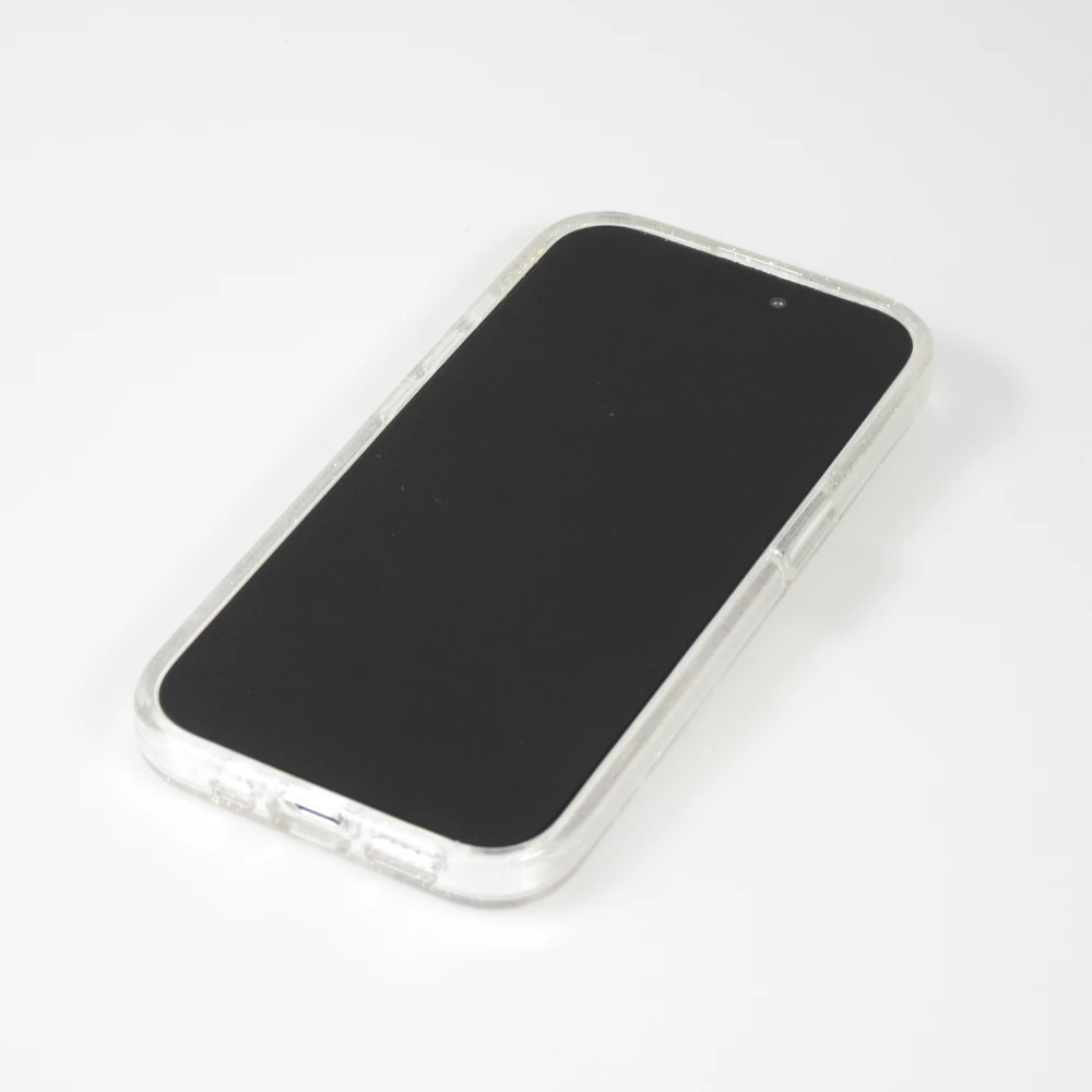 Coque iPhone 15 Pro Max - Silicone rigide avec dos paillettes et MagSafe - Transparent