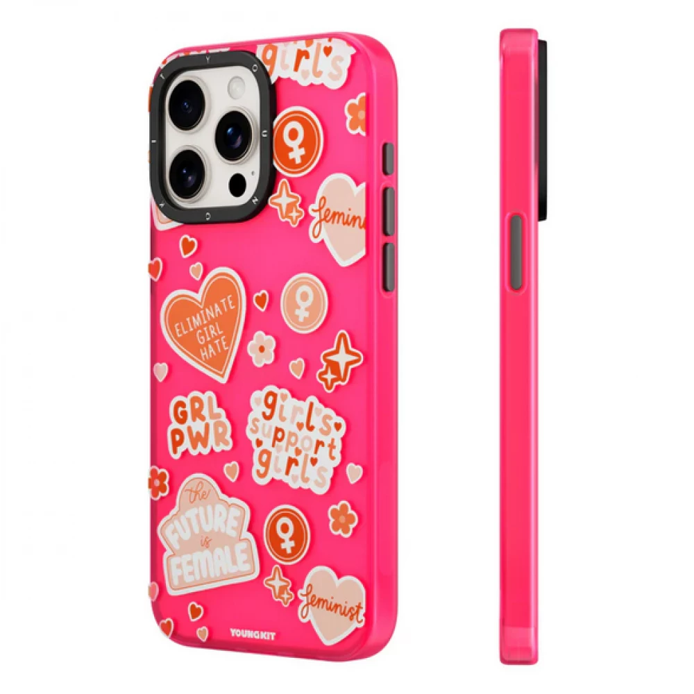 Coque iPhone 15 Pro Max - Youngkit @Blushing. ginger Positive Quotes Case - Rouge
