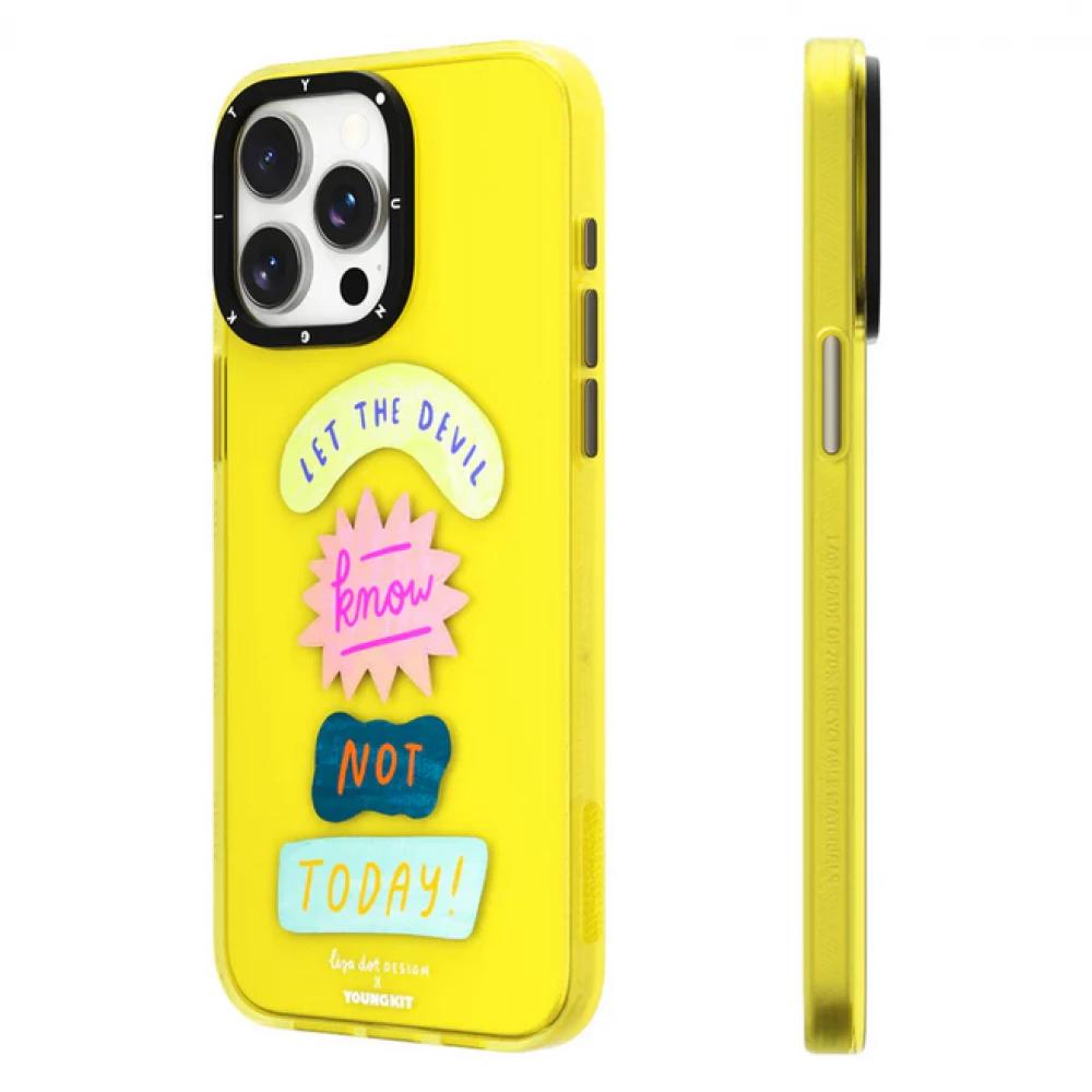 Coque iPhone 15 Pro Max - Youngkit @LisadotDesign Positive Quotes Case Let the Devil know