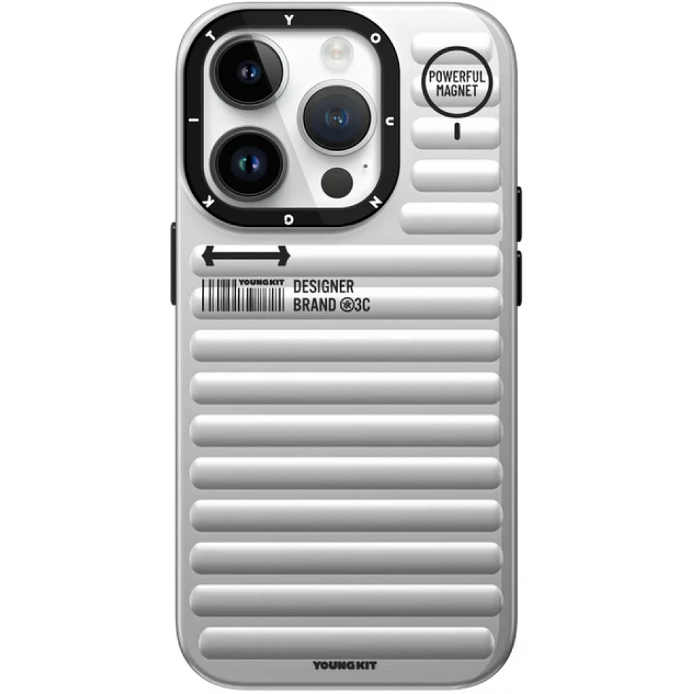 iPhone 15 Pro Max Case Hülle - Youngkit True Color Luggage-Inspired mit MagSafe - Silber