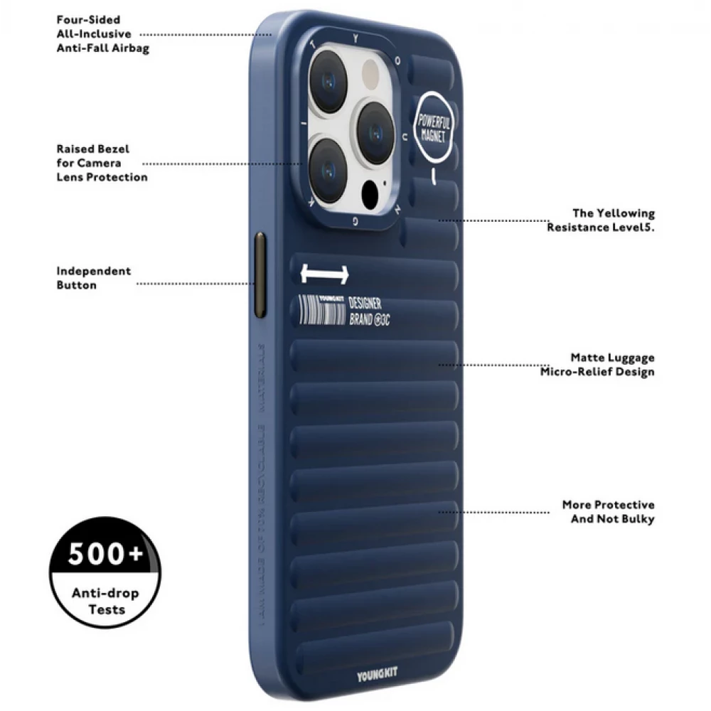 iPhone 15 Pro Max Case Hülle - Youngkit True Color Luggage-Inspired mit MagSafe - Silber