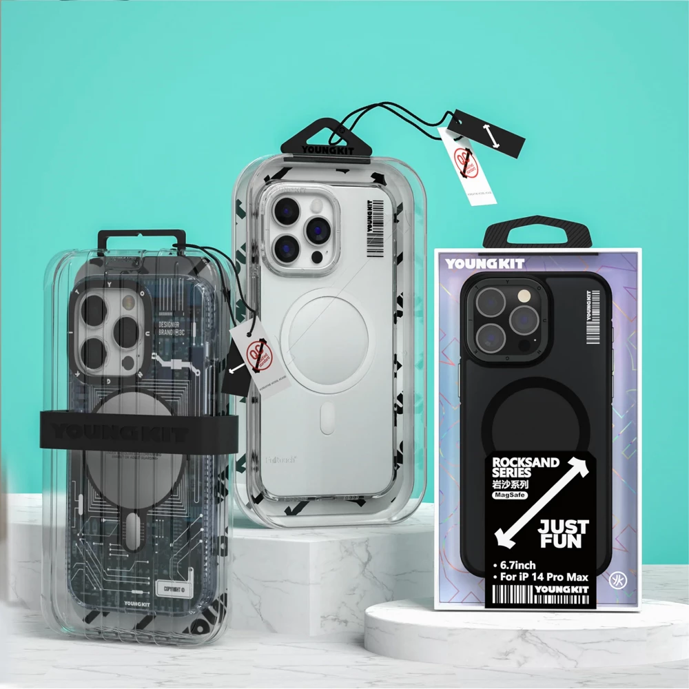 iPhone 15 Pro Max Case Hülle - Youngkit True Color Luggage-Inspired mit MagSafe - Silber