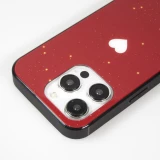 Coque iPhone 15 Pro - Silicone Glossy lumière LED intégrée avec port USB-C - Shiny Heart - Rouge