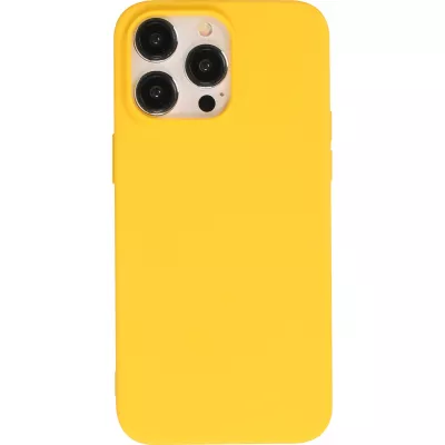 Coque iPhone 15 Pro - Silicone Mat jaune
