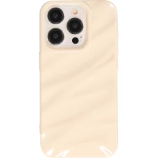 Coque iPhone 15 Pro - Silicone avec forme de vague 3D mat - Blanc