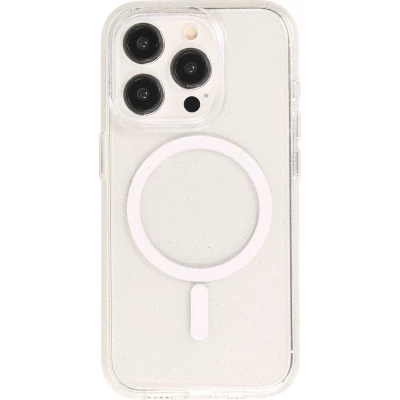 Coque iPhone 15 Pro - Silicone rigide avec dos paillettes et MagSafe - Transparent