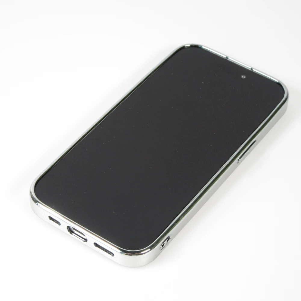 Coque iPhone 15 Pro - Silicone rigide paillet&eacute; avec gemmes MagSafe - Argent