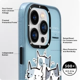 Coque iPhone 15 Pro - Youngkit @Elizabeth Anderson Art Love Cat Case avec Magsafe  - Bleu