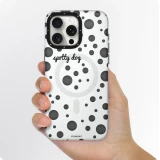 Coque iPhone 15 Pro - Youngkit Colorful Polka Dots Case avec Magsafe - Noir