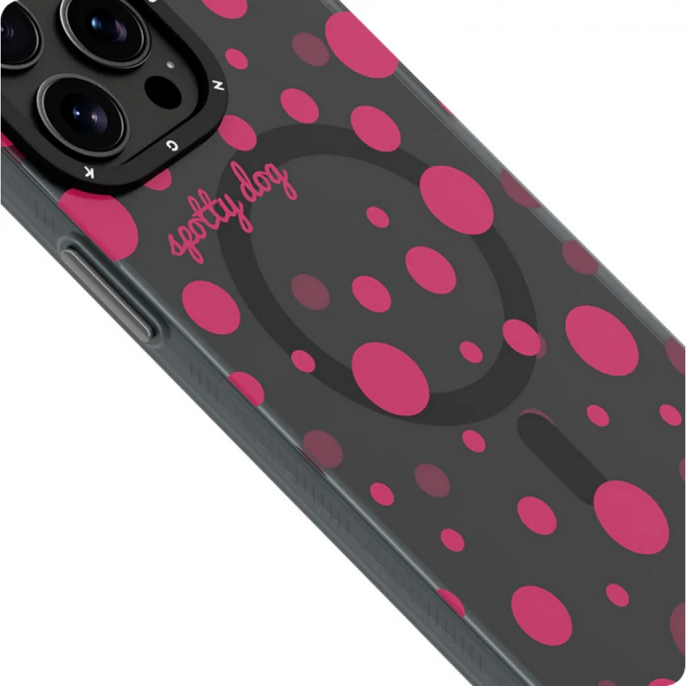 Coque iPhone 15 Pro - Youngkit Colorful Polka Dots Case avec Magsafe - Noir