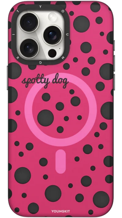 Coque iPhone 15 Pro - Youngkit Colorful Polka Dots Case avec Magsafe - Rouge