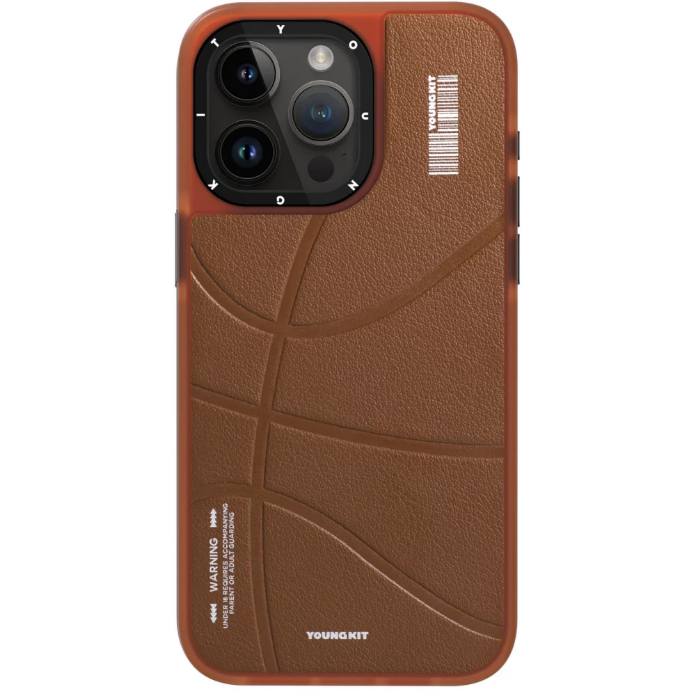 Coque iPhone 15 Pro - Youngkit Passionate Backboard Leather Case avec Magsafe - Brun