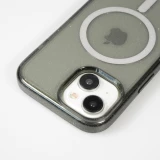 Coque iPhone 15 - Silicone rigide avec dos paillettes et MagSafe - Noir