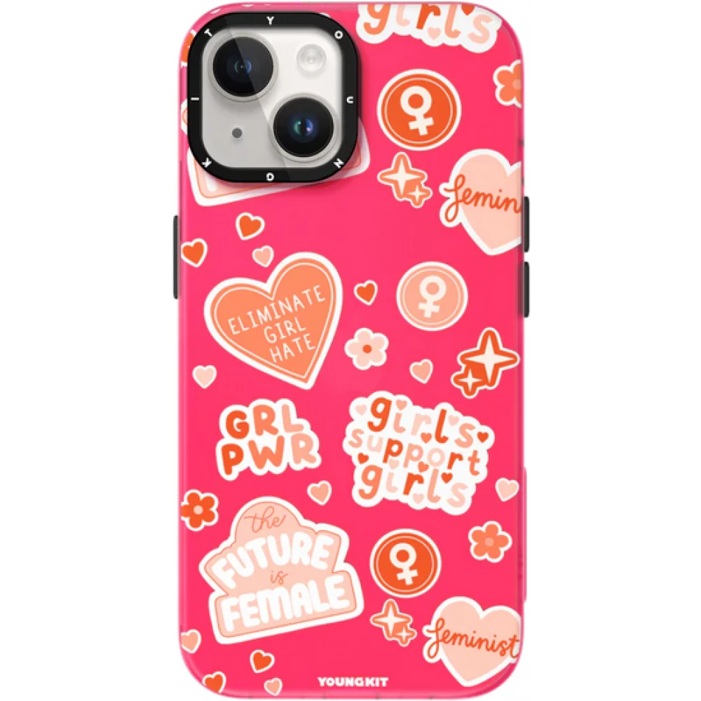 Coque iPhone 15 - Youngkit @Blushing. ginger Positive Quotes Case - Rouge