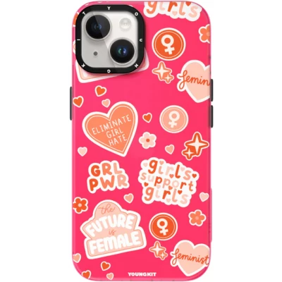 Coque iPhone 15 - Youngkit @Blushing. ginger Positive Quotes Case - Rouge