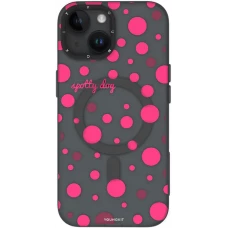 Coque iPhone 15 - Youngkit Colorful Polka Dots Case avec Magsafe - Noir