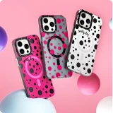 Coque iPhone 15 - Youngkit Colorful Polka Dots Case avec Magsafe - Noir