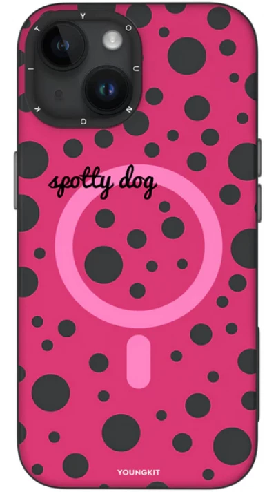 iPhone 15 Case H&uuml;lle - Youngkit Colorful Polka Dots Case mit Magsafe - Rot