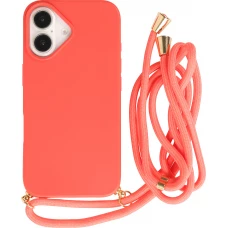 iPhone 16 Case Hülle - Bio Eco-Friendly Vegan mit Handykette Necklace - Rot