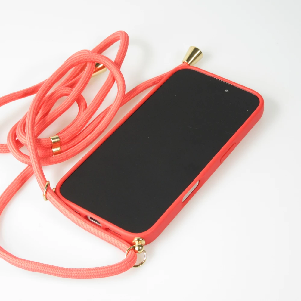 iPhone 16 Case Hülle - Bio Eco-Friendly Vegan mit Handykette Necklace - Rot