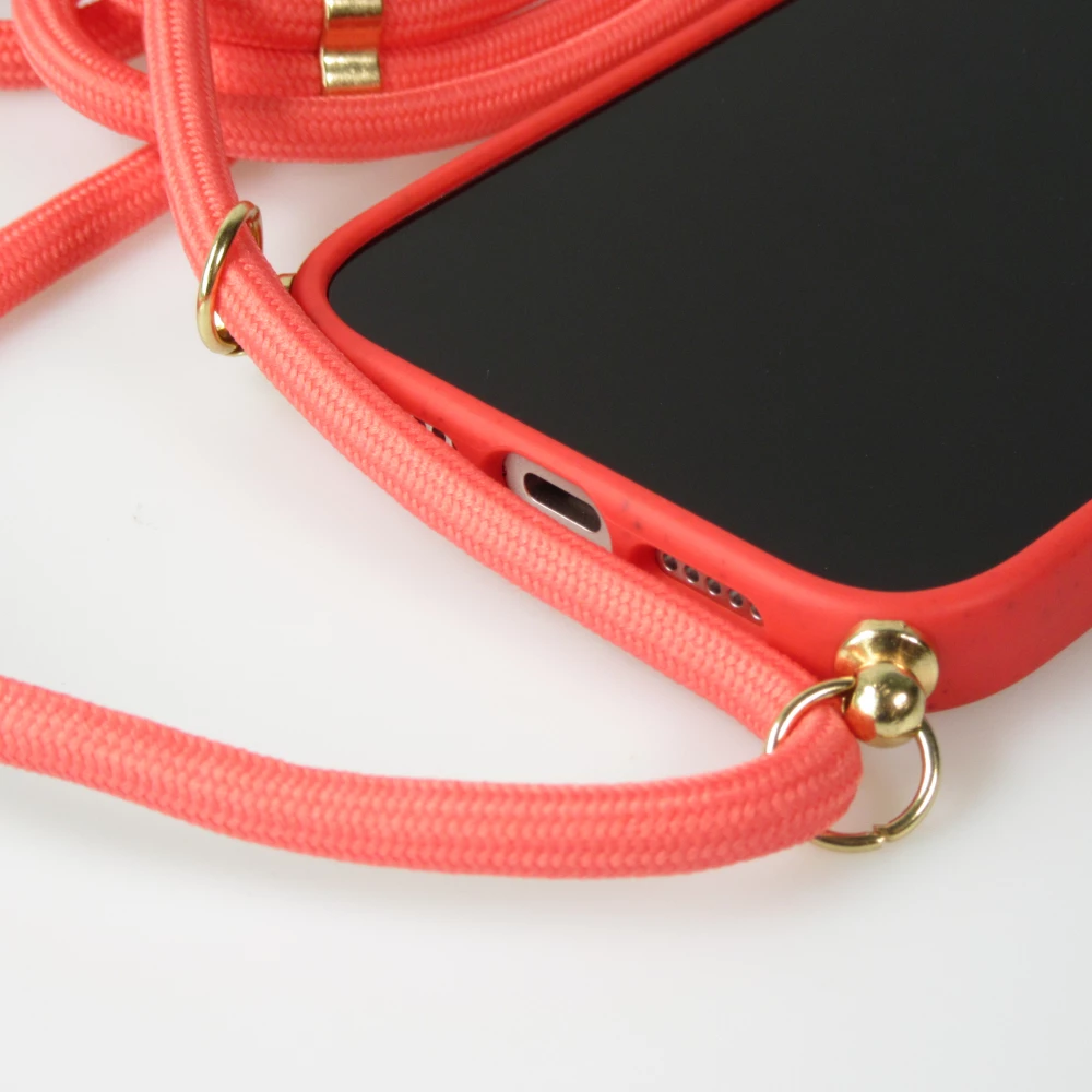 iPhone 16 Case Hülle - Bio Eco-Friendly Vegan mit Handykette Necklace - Rot