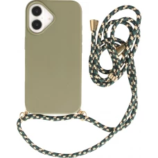 iPhone 16 Case Hülle - Bio Eco-Friendly Vegan mit Handykette Necklace - Dunkelgrün