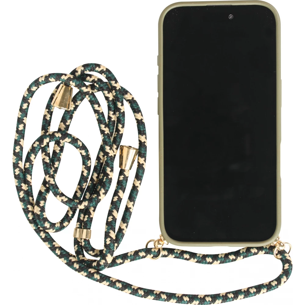iPhone 16 Case Hülle - Bio Eco-Friendly Vegan mit Handykette Necklace - Dunkelgrün