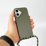 iPhone 16 Case Hülle - Bio Eco-Friendly Vegan mit Handykette Necklace - Dunkelgrün