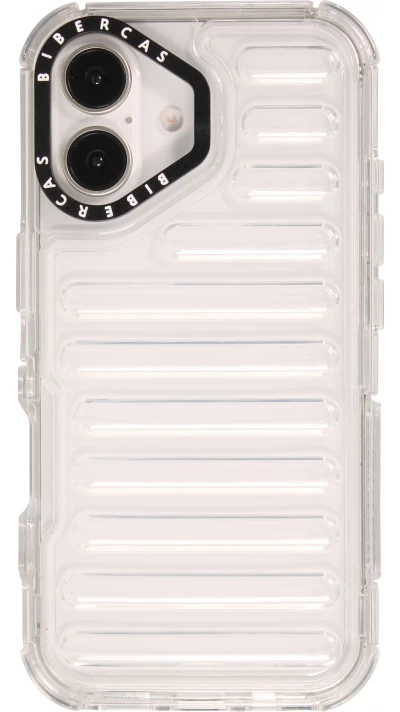 iPhone 16 Case H&uuml;lle - Transparente Hart-Silikon Cover mit 3D Bulp Effekt und verst&auml;rkten Ecken - Transparent