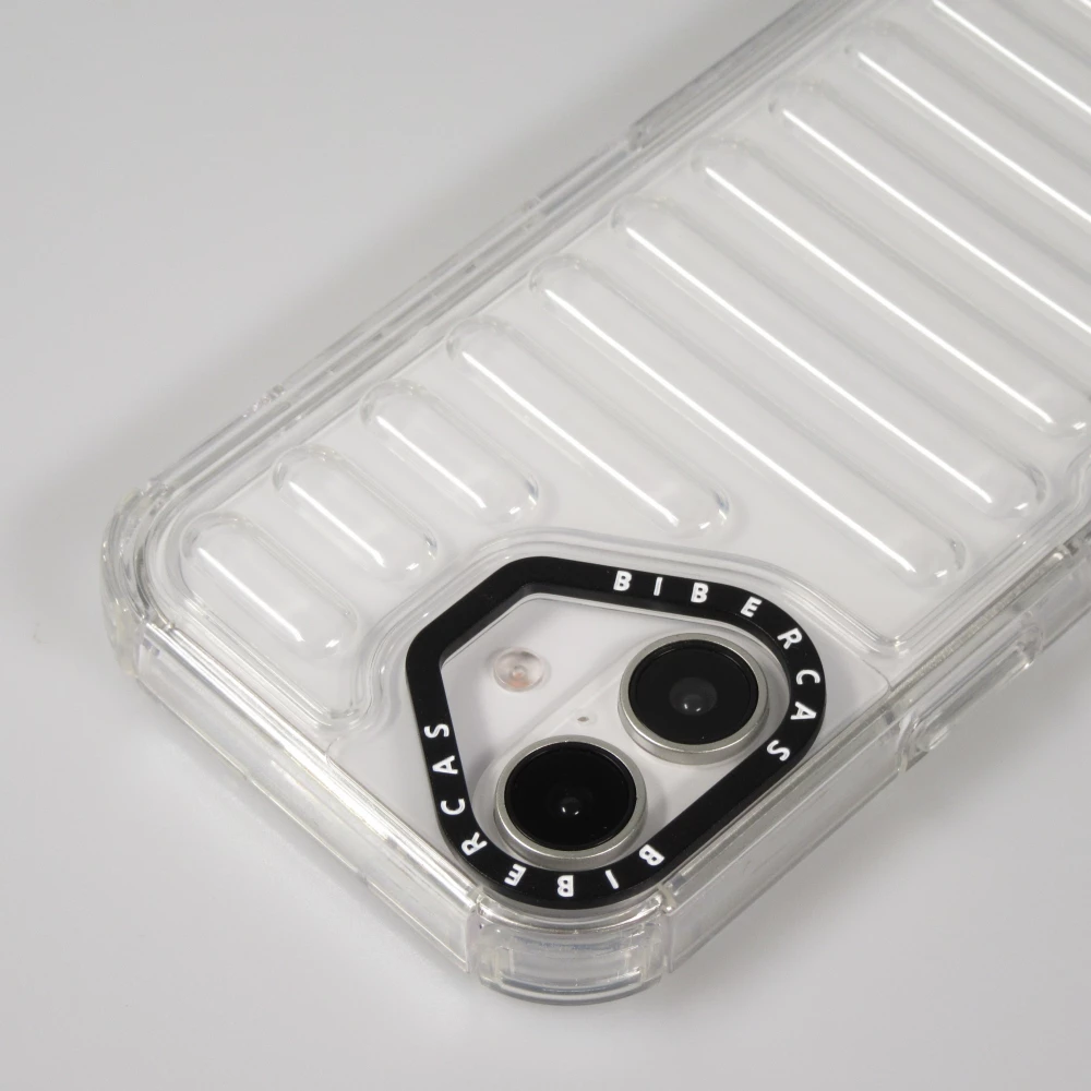 Coque iPhone 16 - Couverture en silicone dur transparente avec effet Bulp 3D et coins renforc&eacute;s - Transparent