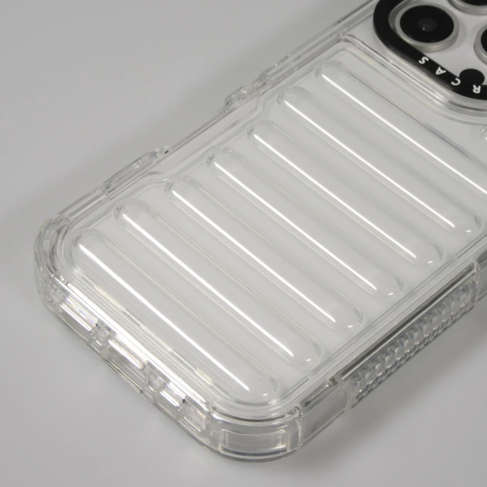 Coque iPhone 16 - Couverture en silicone dur transparente avec effet Bulp 3D et coins renforc&eacute;s - Transparent