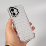 Coque iPhone 16 - Couverture en silicone dur transparente avec effet Bulp 3D et coins renforc&eacute;s - Transparent