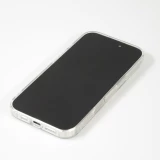 Coque iPhone 16 - Gel silicone rigide avec MagSafe fleurs de printemps - Transparent