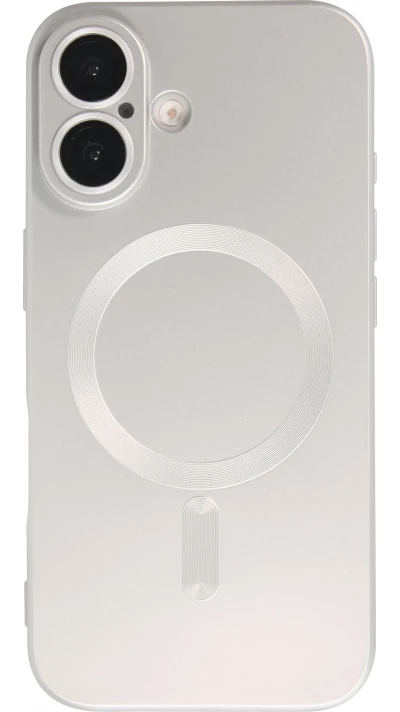 Coque iPhone 16 - Gel souple avec vitre de protection caméra MagSafe - Argent