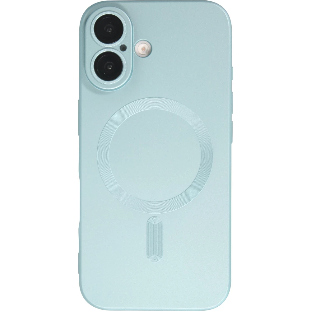 Coque iPhone 16 - Gel souple avec vitre de protection caméra MagSafe - Bleu