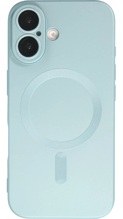 Coque iPhone 16 - Gel souple avec vitre de protection caméra MagSafe - Bleu