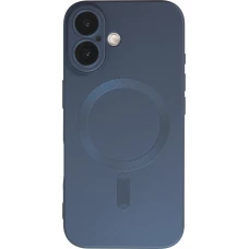 Coque iPhone 16 - Gel souple avec vitre de protection caméra MagSafe - Bleu foncé